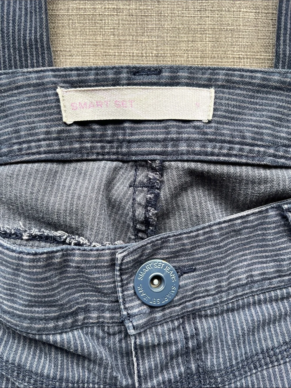 Smart Set Low Rise Gray Pin Stripe Pants Boot Cut 9